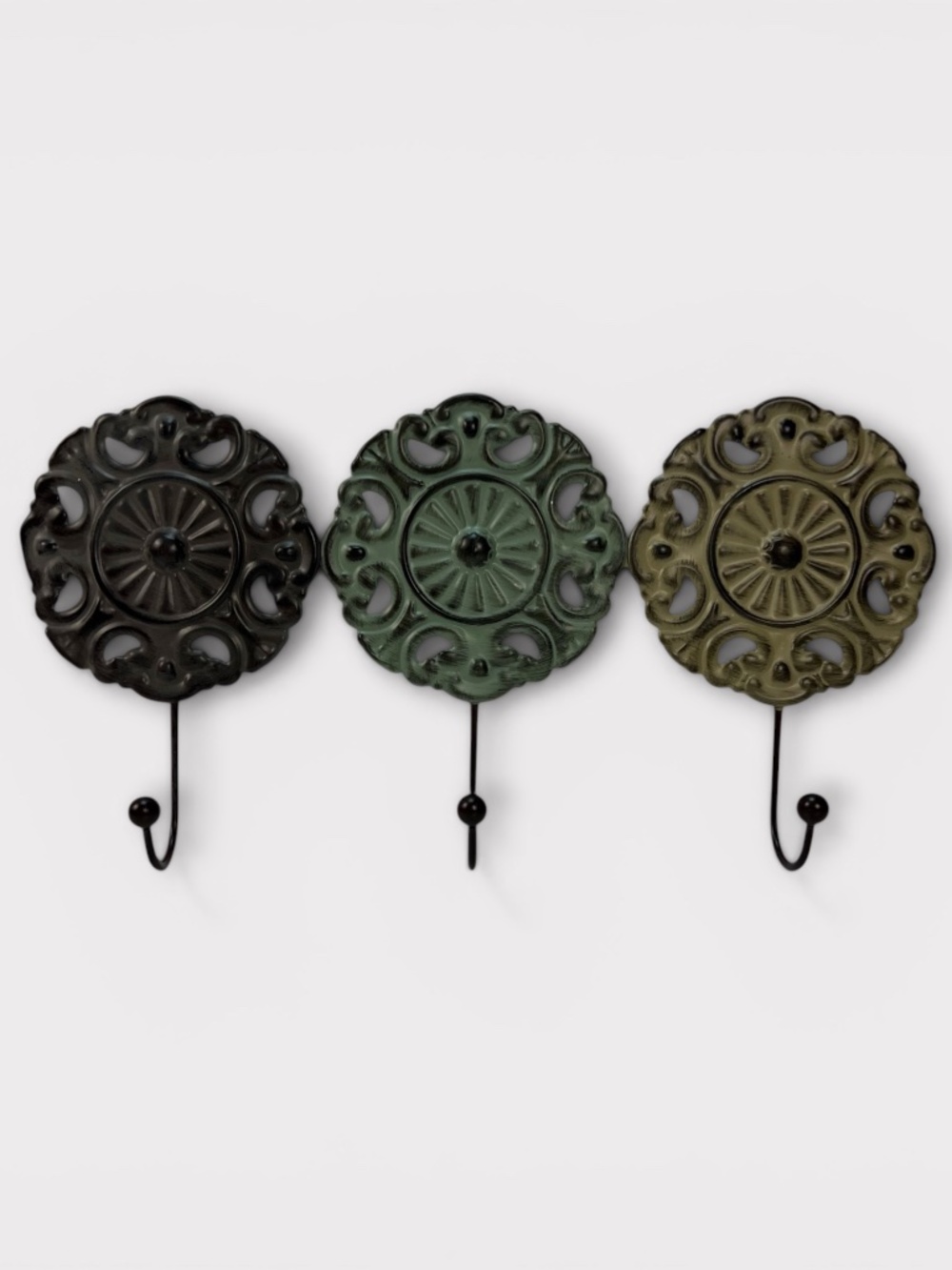 French Country Decorative Wall Hook Medallion Ornate Metal Shabby Chic Old World